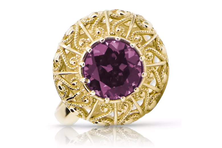 Vintage style  Αμέθυστος Κίτρινος χρυσός 14 καρατίων vrc059y